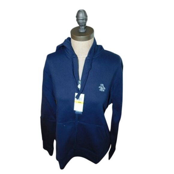 Penguin Size M Medium Navy Blue Full Zip Hoodie Golf Sweatshirt Jacket NWT - Picture 1 of 3